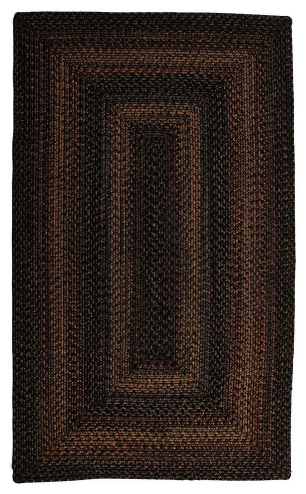 Braided Black Forest Area Rug, Rectangle, Black-Gray, 8'x10'