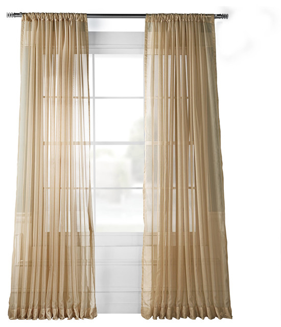 Extra Wide Solid Voile Poly Sheer Curtain Contemporary