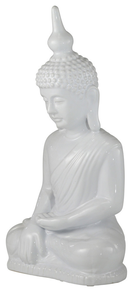 Urban Trends 28579-UT Ceramic Standing Buddha Distressed White Urban Trends 28579-UT Ceramic Standing Buddha Distressed White
