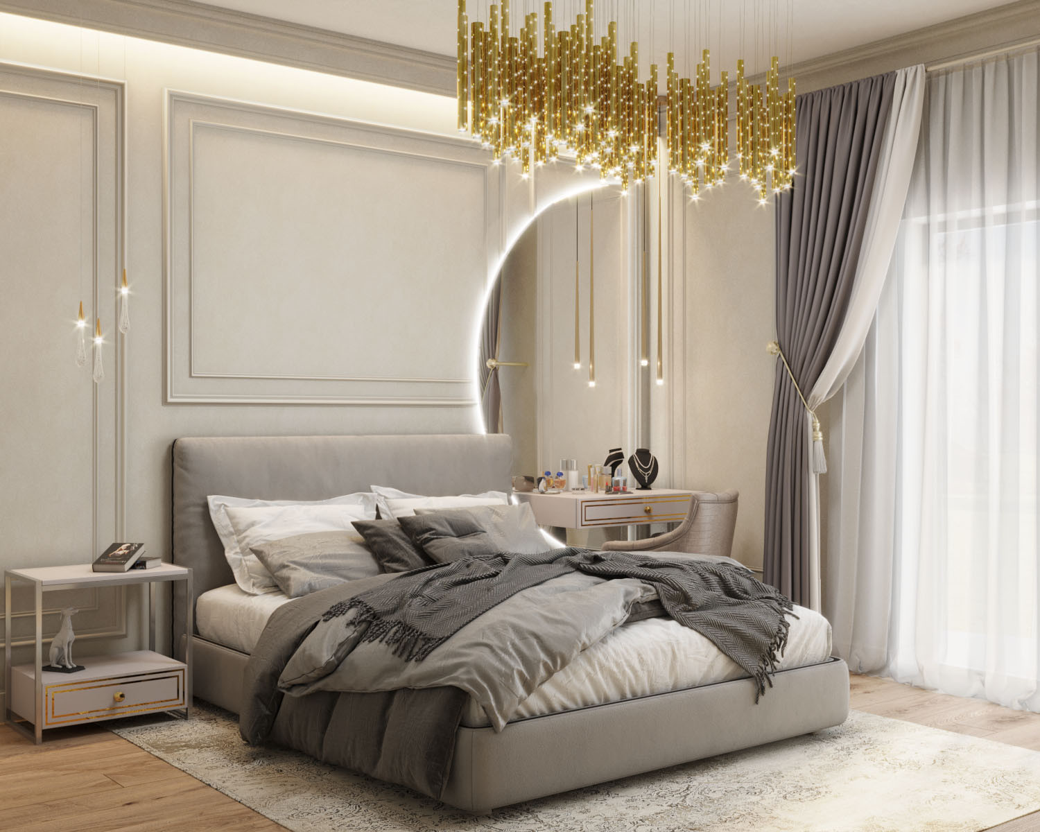 Уютная стильная спальня в загородном доме