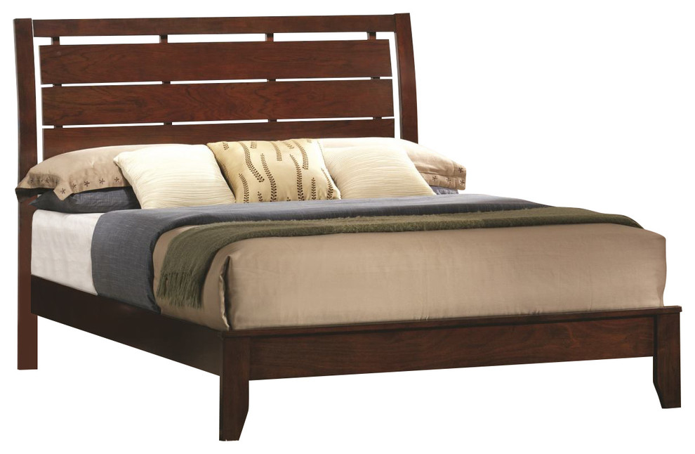 Crown Mark Furniture Evan Full Bed, Warm Brown Transitional Panel