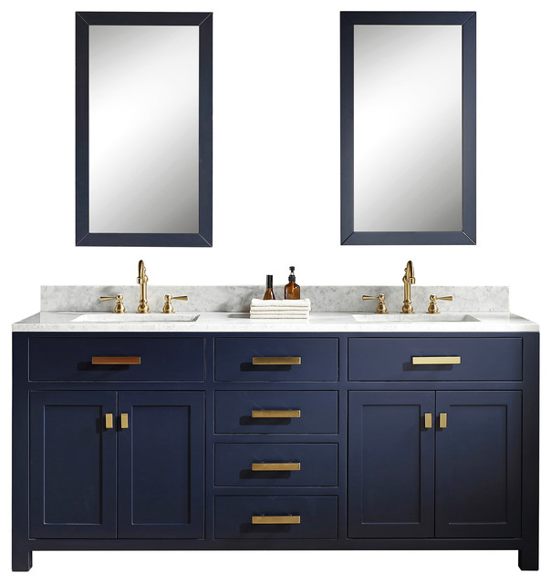 72 Monarch Blue Double Sink Bathroom Vanity Contemporary Bathroom Vanities And Sink Consoles By Water Creation