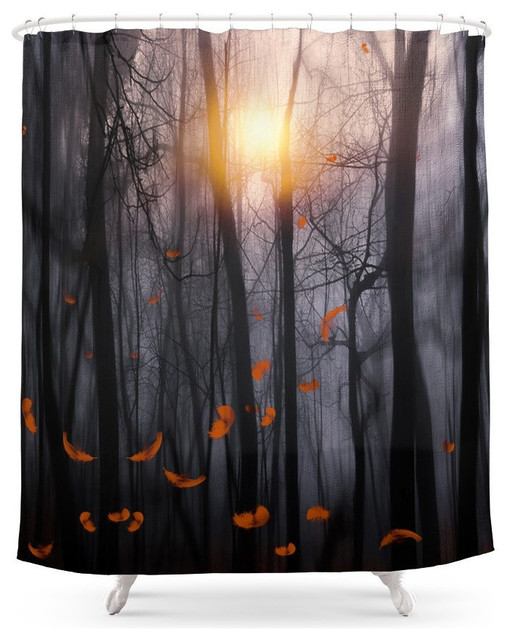 Feather Dance Orange Shower Curtain Contemporary Shower