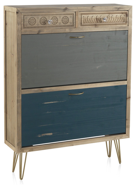 Textured Wooden Shoe Cabinet