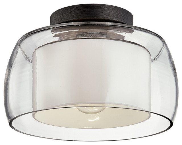 Candace 1 Light 13" Flushmount - Graphite Finish - Clear Glass