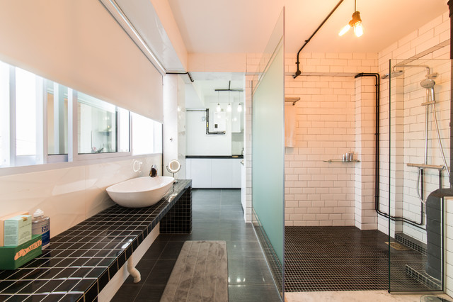 How To Decorate Around Exposed Hdb Piping Houzz - How To Hide Bathroom Pipes