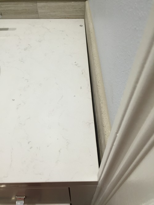 Kitchen Backsplash Uneven Wall how to fix this gap between vanity and wall? Kitchen Backsplash Uneven Wall how to fix this gap between vanity and wall?