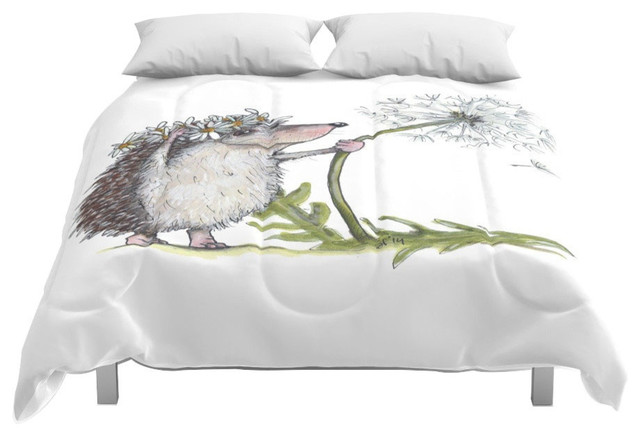 Society6 Hedgehog Dandelion Comforter Contemporary