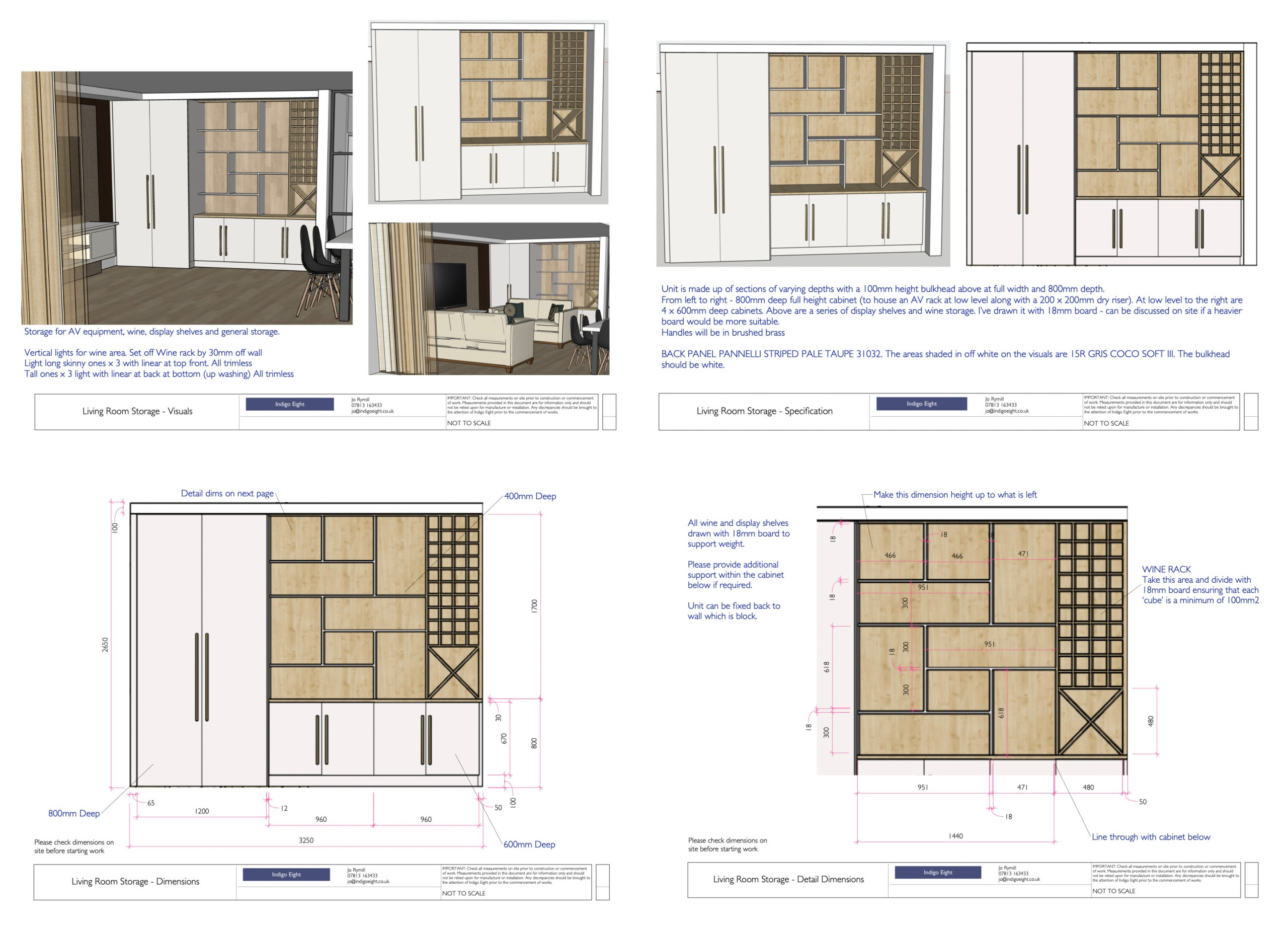 Detailed joinery drawings for bespoke joinery