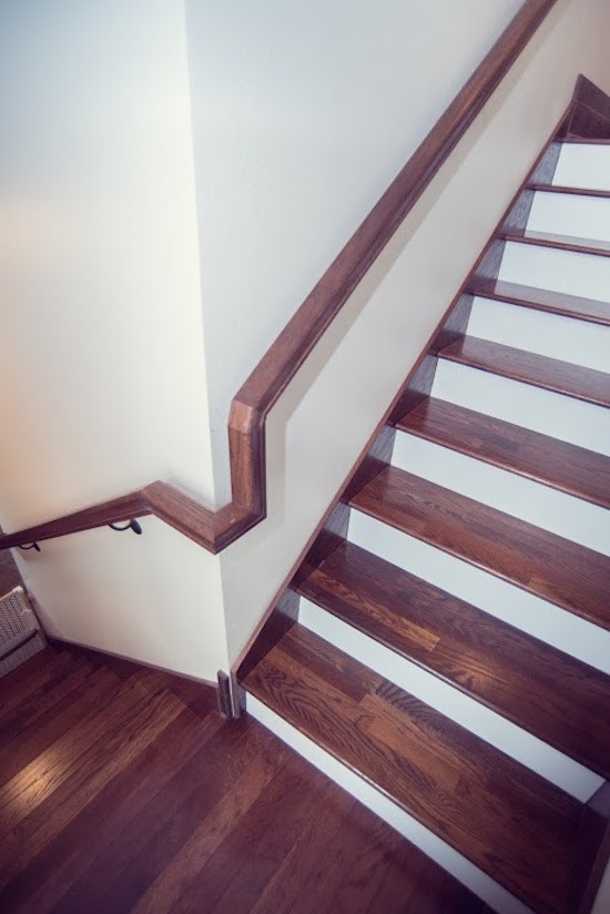 Design ideas for a mid-sized country wood straight staircase in Boise.