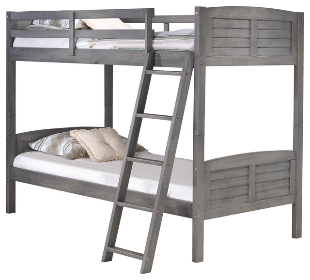 Donco Kids Louver Bunk Bed Twin Over Transitional Donco Kids Louver Bunk Bed Twin Over