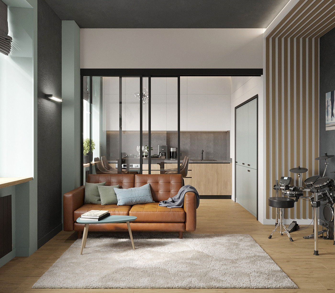 Барабаны и брутальный уют в сталинке