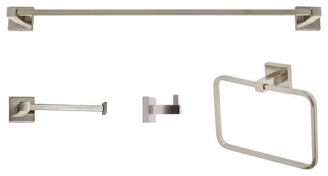 Italia Capri Series Brushed Nickel 4 Piece Bathroom Accessory Set