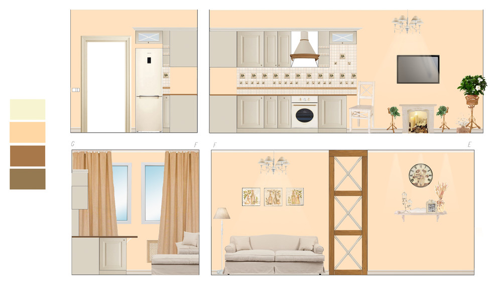 п. Коммунарка, однокомнатная квартира, эскизный проект