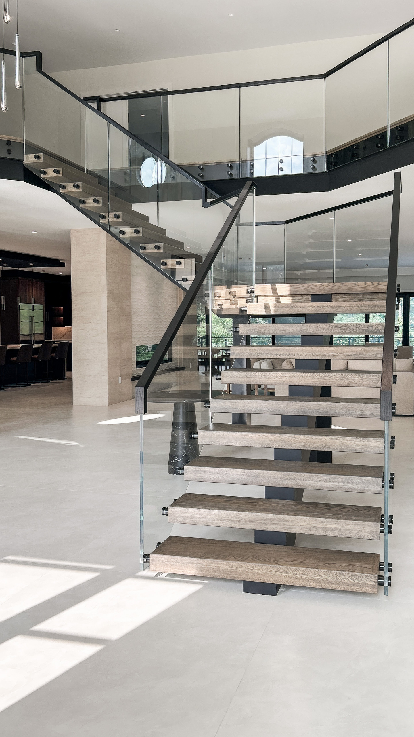 Project #159 | Modern Foyer Stair with Stand-off Glass Railing