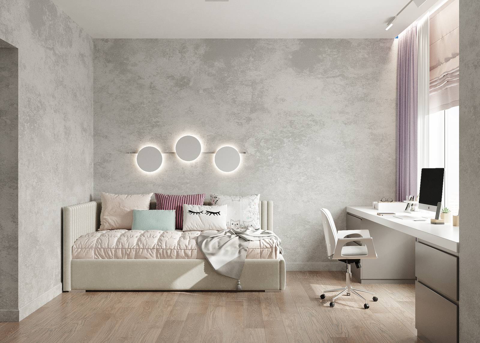 Трехкомнатная квартира для семьи из 4 человек с монохромным интерьером