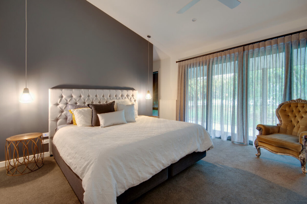 Contemporary bedroom in Melbourne.