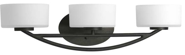 Progress Lighting P3223 Calven Three Light Bathroom Fixture With Progress Lighting P3223 80wb Calven 3 Light Bathroom In Forged Black