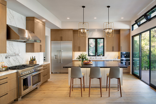 Modern L-shaped two-tone white and grey Kitchen Cabinet Mississauga