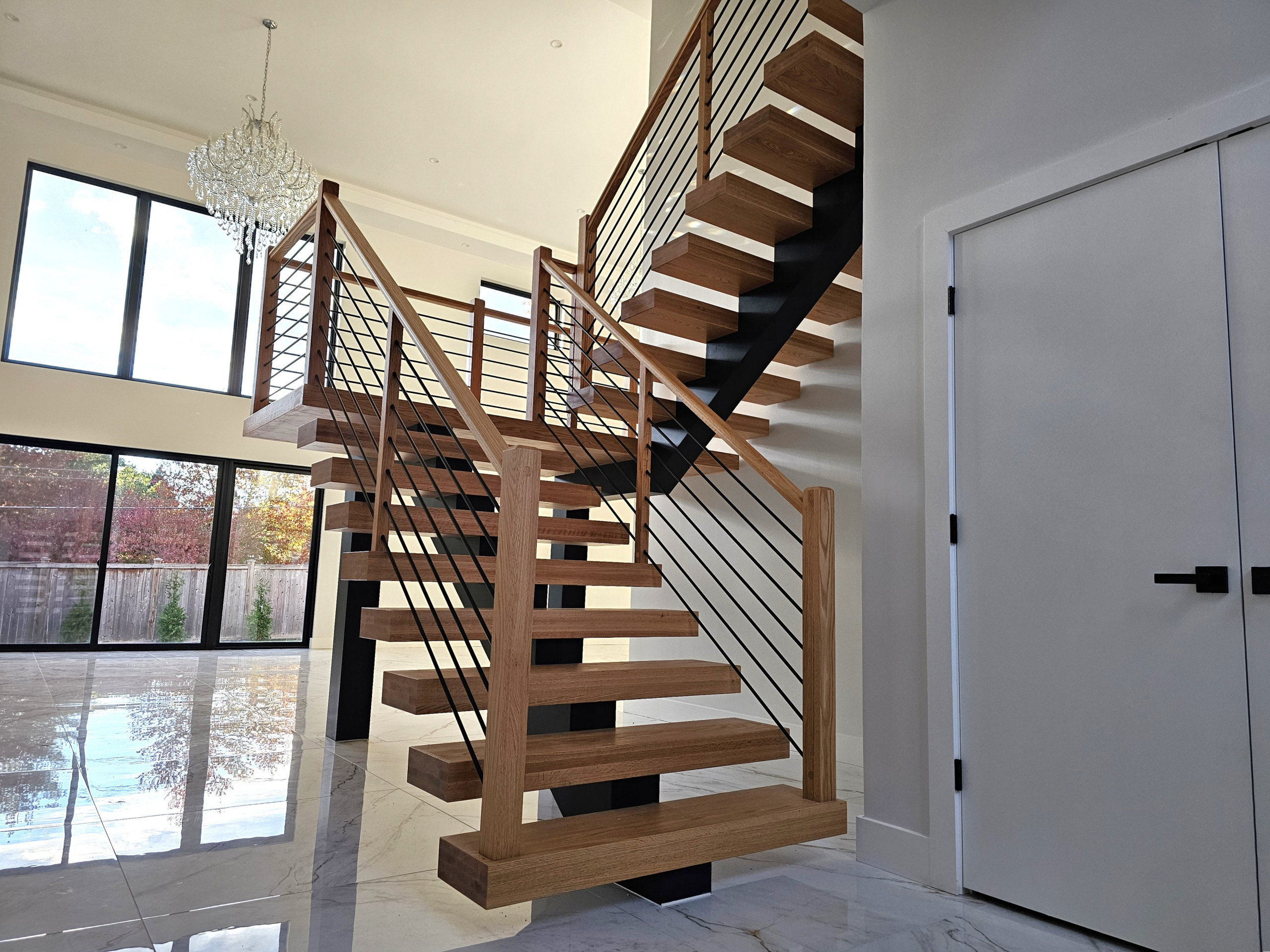 143_Modern Floating Red Oak and Metal Staircase, Sterling, VA