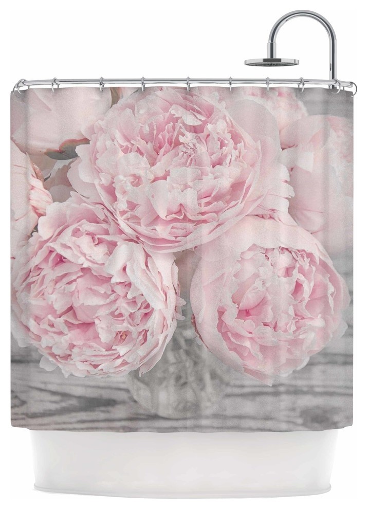 Suzanne Harford "Pink Peony Flowers" Floral Photography Shower Curtain