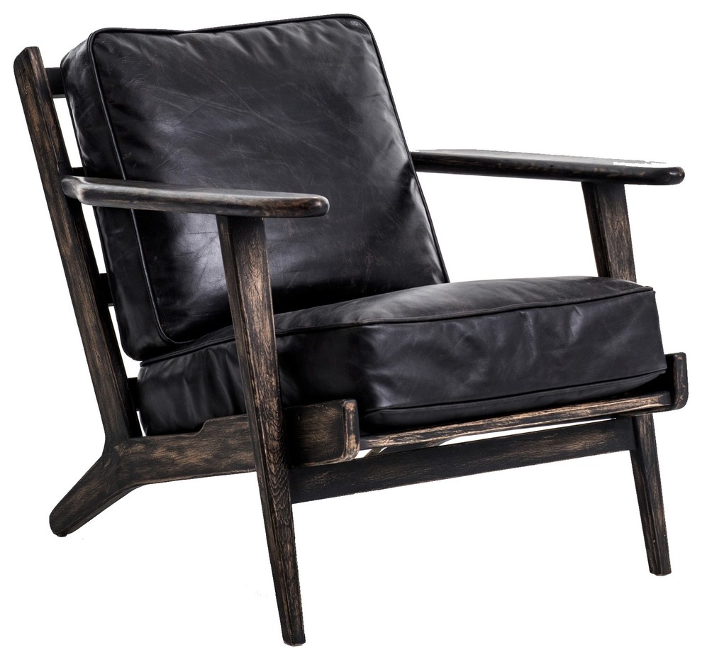 Mid Century Modern Leather Accent Chair ~ boenso-design