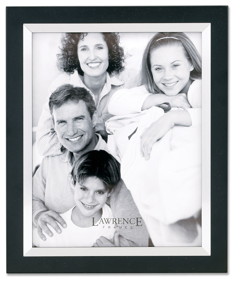 Black Wood 11x14 with Silver Metal Inner Bezel Picture Frame