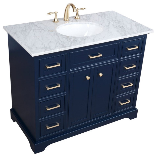 Elegant Decor Americana Bathroom Vanity Blue - Transitional - Bathroom ...