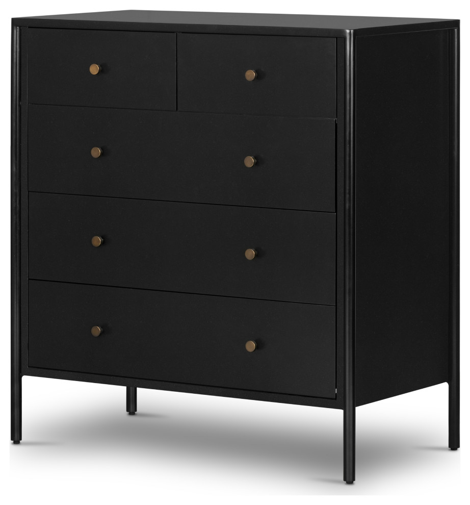 Soto 5 Drawer Dresser, Black Transitional Dressers by Four Hands