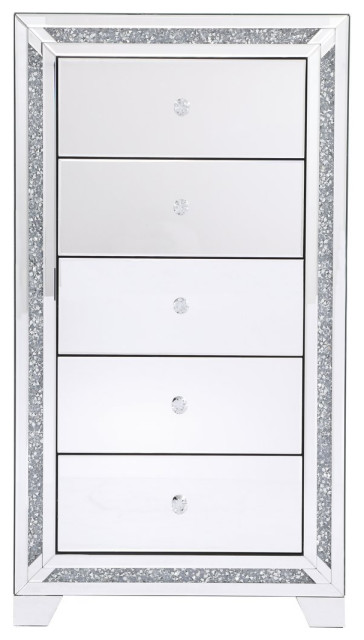 Elegant MF92046 25.5" Crystal Mirrored 5 Drawer Cabinet