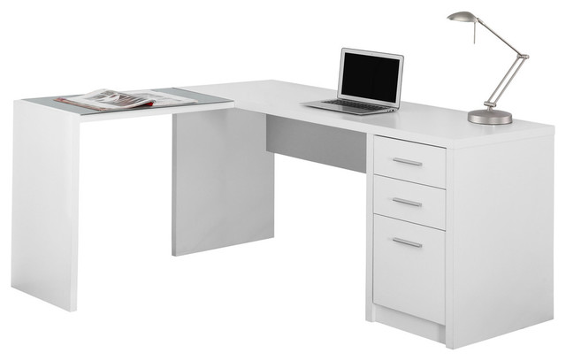 Corner Computer Desk With Tempered Glass Contemporary Desks