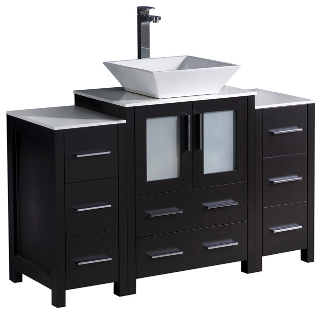 Torino 48" Bathroom Cabinet, Espresso, With Top and Vessel Sink