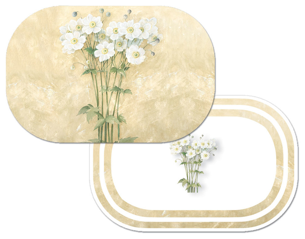 Vinyl Plastic Placemats Reversible Corelle Floral Varietals Set of 4