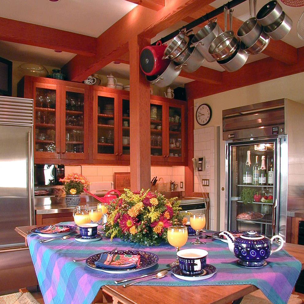 Example of a mountain style kitchen design in Boston