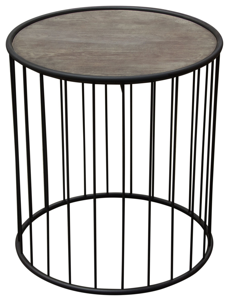 Gibson 22" Round End Table with Grey Oak Finished Top and Metal Base