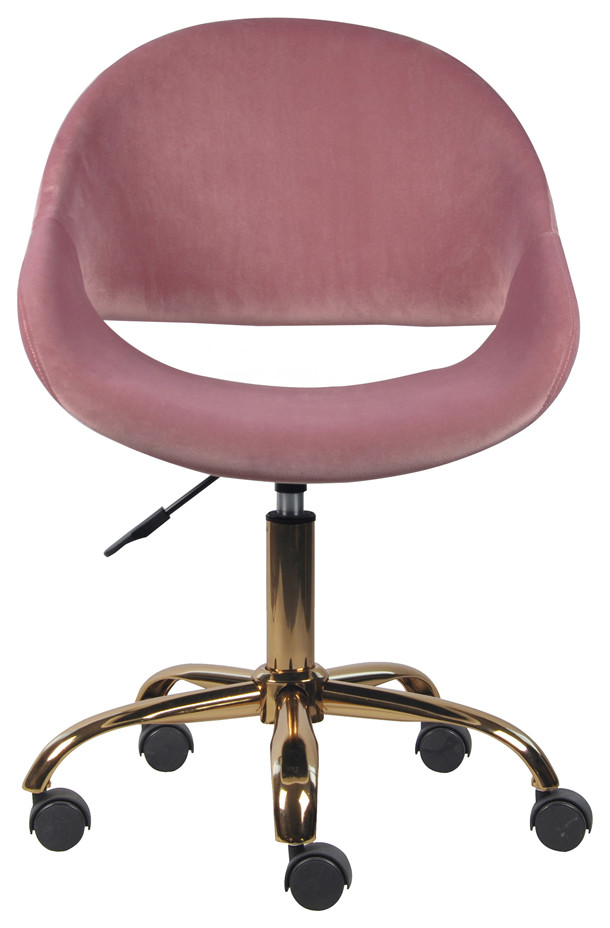 Velvet Upholstered Pink Makeup Vanity Chairs With Golden Chrome Base