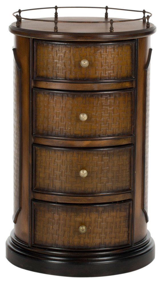 Leon Four Drawer Side Table, Brown Traditional Side Tables And End