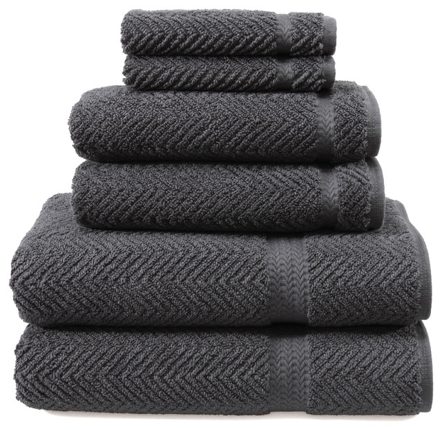 Herringbone 6Piece Towel Set Contemporary Bath Towels by Linum