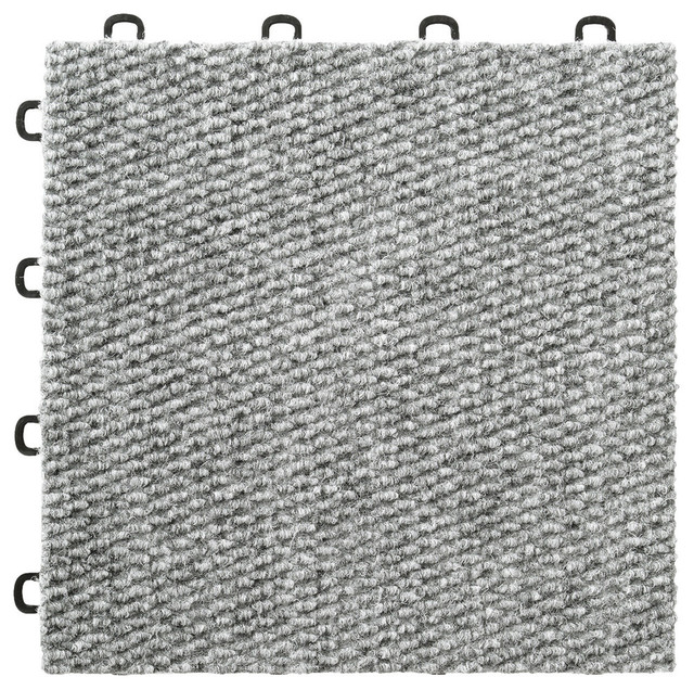 12"x12" Premium Interlocking Carpet Floor Tiles, Sample, Gray Contemporary Carpet Tiles by
