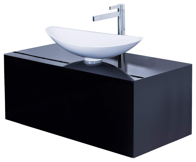 Dora Lacquer Vanity, Black Modern Bathroom Vanities And Sink