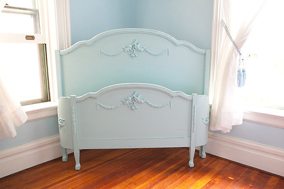 antique aqua blue full bed frame
