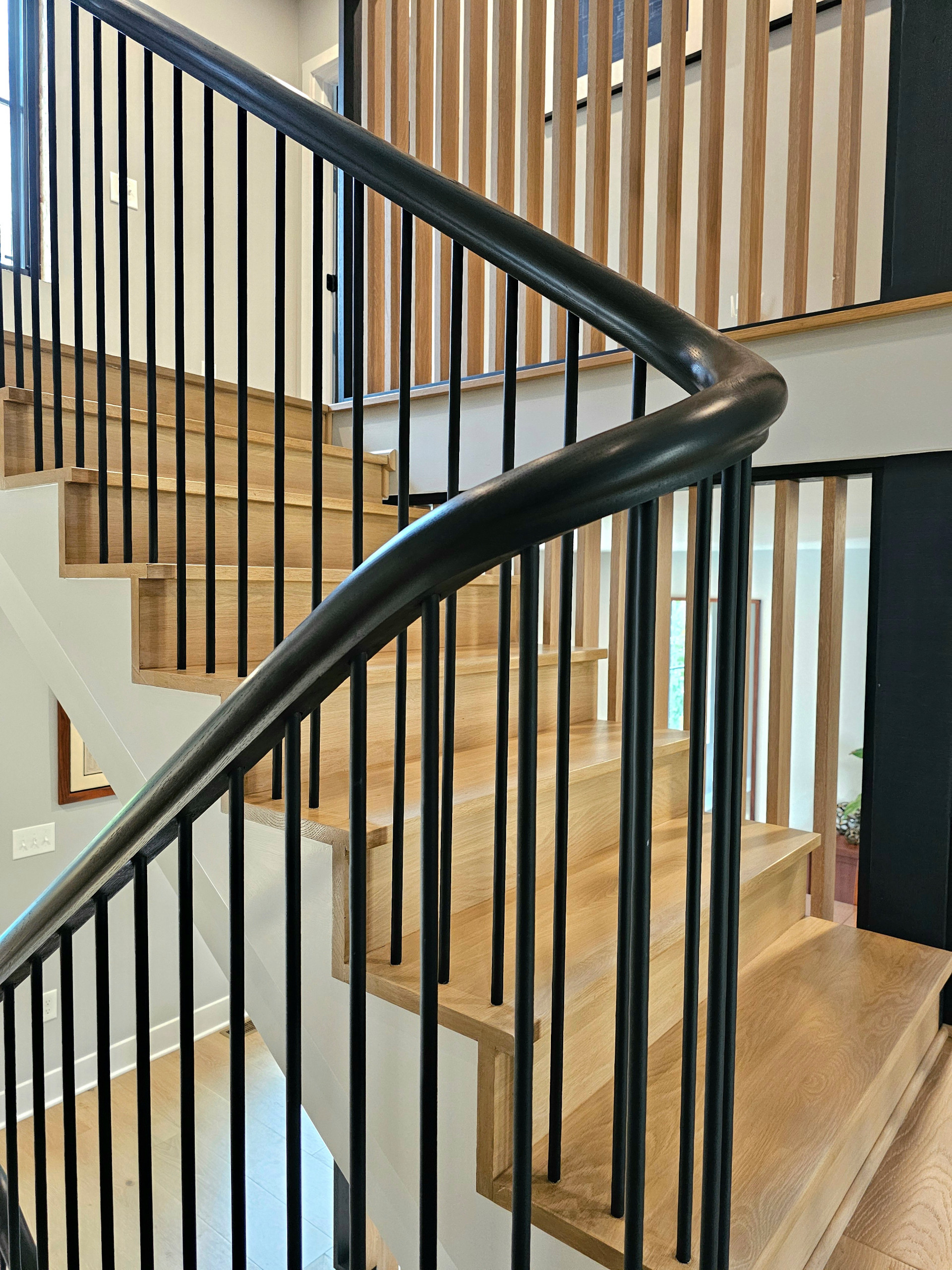 115_Stunning Continuous Rail System on 3 Story Floating Stairs; Arlington, VA 22