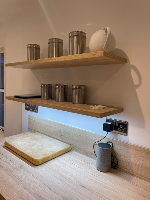 Easytouch Rust Red and Sand kitchen with Sierra oak worktops contemporary-kitchen