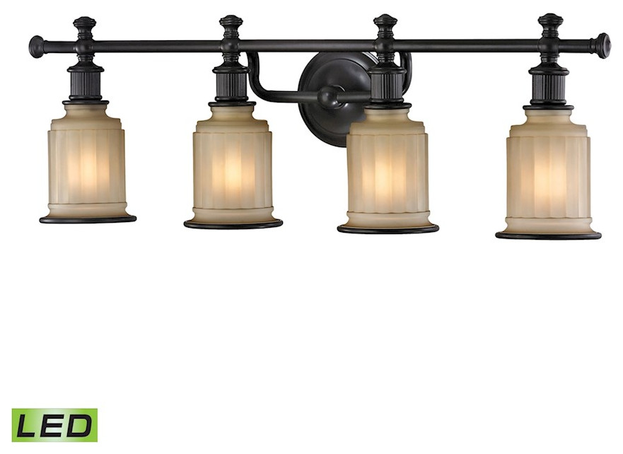 ELK Lighting Acadia 4-Light Vanity Lamp, Bronze/Opal Reeded, LED