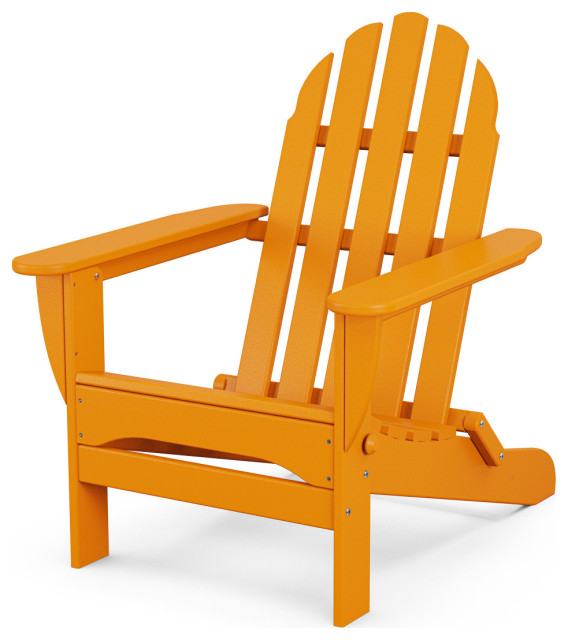 Polywood Classic Folding Adirondack Chair, Tangerine