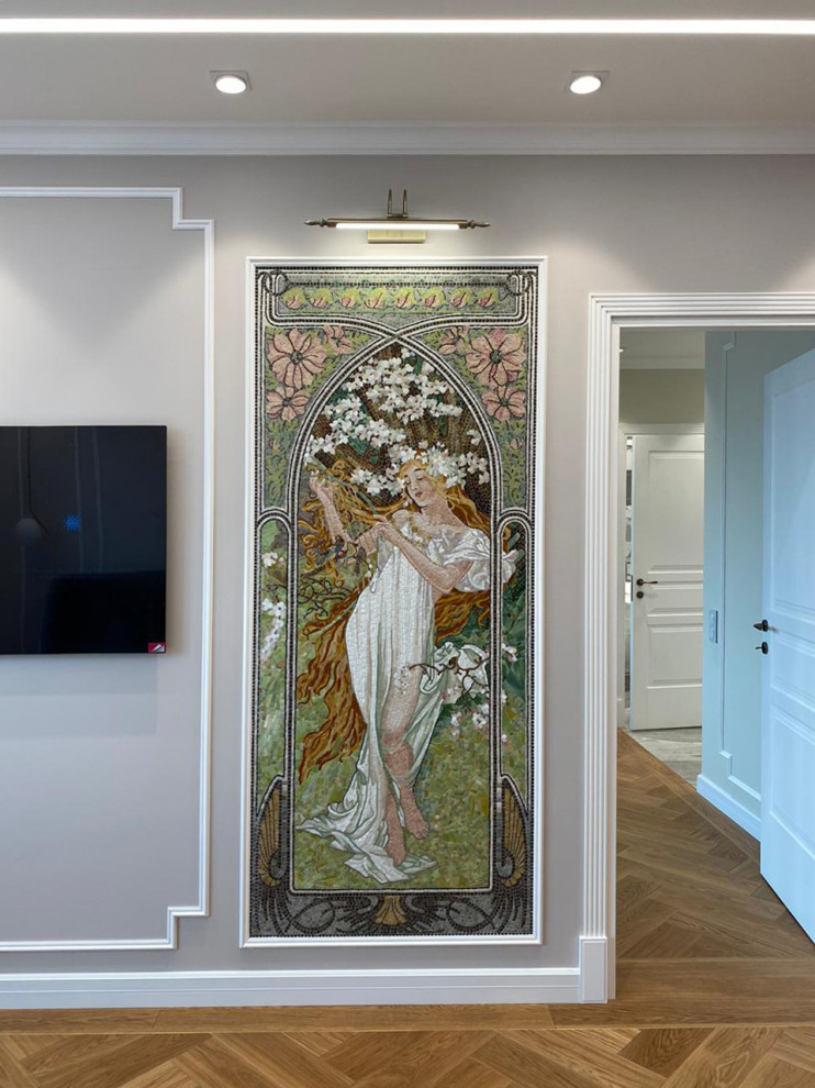 Artistic mosaic based on paintings by Alphonse Mucha "Seasons. Spring"
