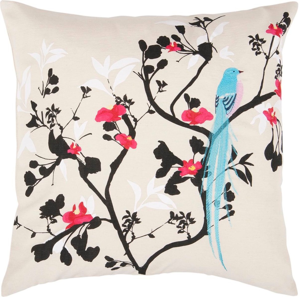 Surya HH-118 Birds Of A Feather Flock Together Pillow, 18"x18", Down Feather F