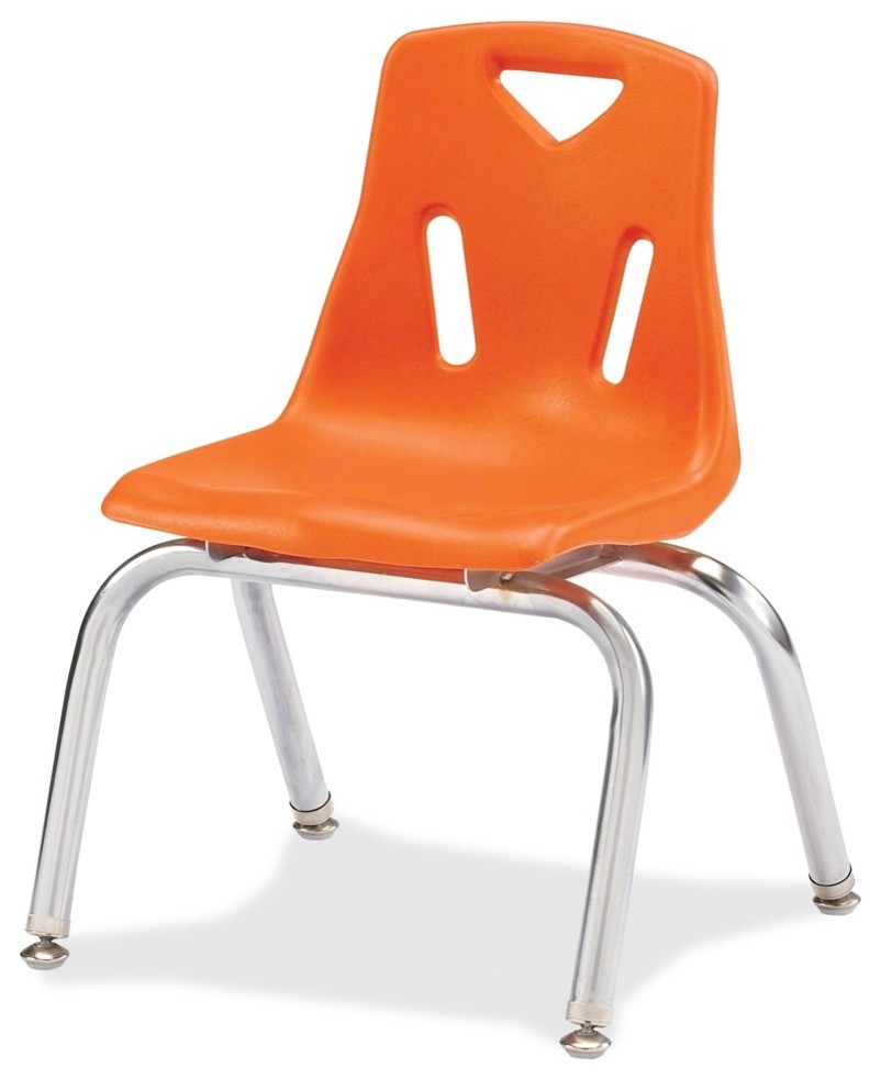 Berries Stacking Chair, Steel Frame, 4-Legged Base, Orange