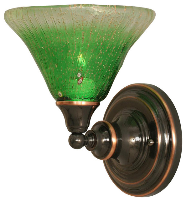 Wall Sconce With Kiwi Green Crystal Glass Shade Contemporary Wall