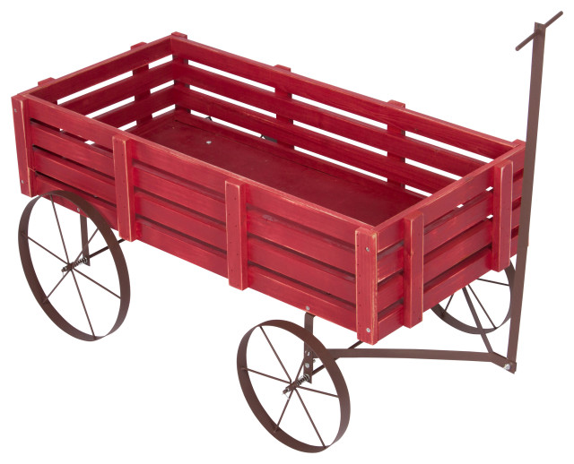 Shine Company 4944R Buckboards Garden Wagons Decorative Planter Red